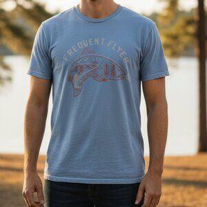The Duck Company Frequent Flyer Fly Fishing T-Shirt Blue Men's X-Large